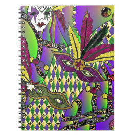 Cuaderno Máscaras de plumas de Mardi Gras psicodélicas