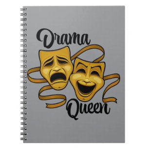Cuaderno Máscaras de Teatro de Comedia y Tragedia Doradas R