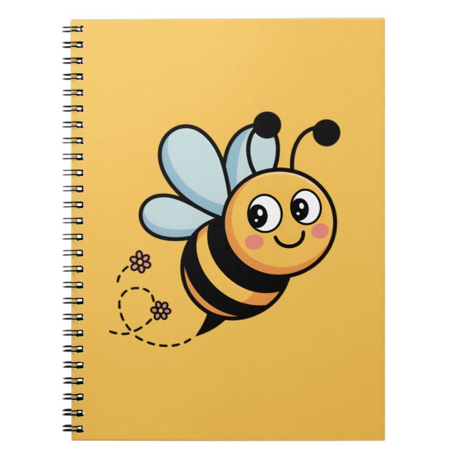 Cuaderno Mascota de abeja apta para niños con rastro de pun (Frente)