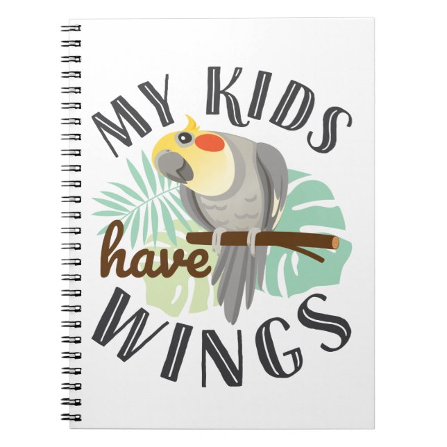 Cuaderno Mascota De Ave De Cockatiel Mamá Papá Mis Hijos Ti (Frente)