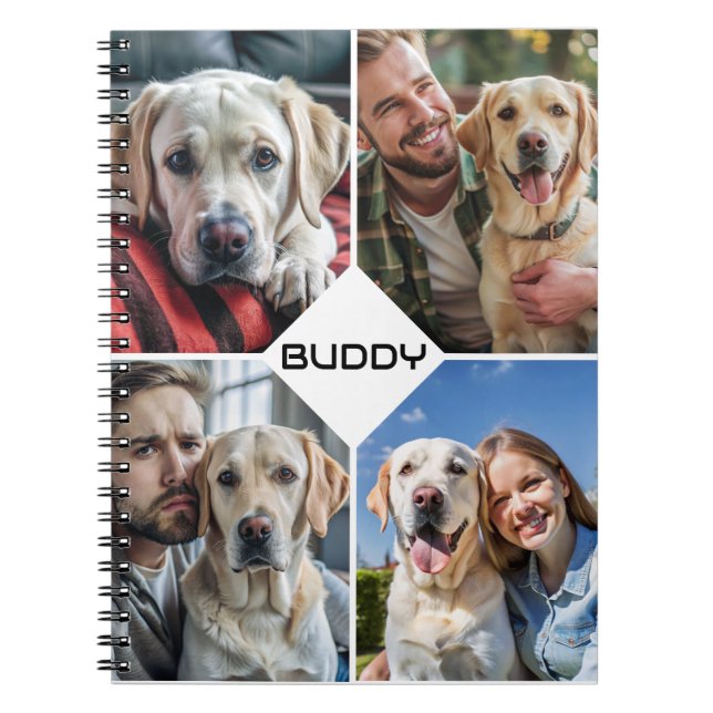 Cuaderno mascota de collage de fotografías de perros person (Frente)