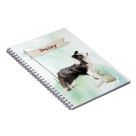 Cuaderno Mascota de color de borde de nombre personalizado 