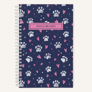 Cuaderno Mascota de corazón lindo Paw Patrón de impresión P