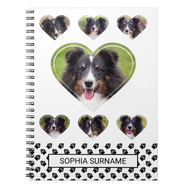 Cuaderno Mascota de forma de corazón Plantillas de fotos y  (Frente)