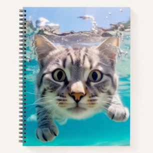 Cuaderno Mascota de gato Diversión animal jugar al agua al
