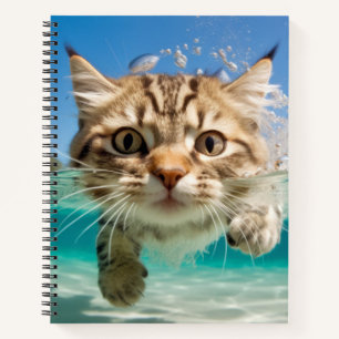 Cuaderno Mascota de gato Diversión animal jugar al agua al