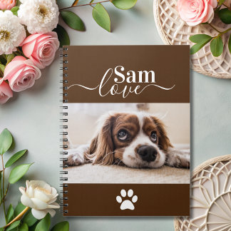 Cuaderno Mascota de nombre de monograma de perro personaliz