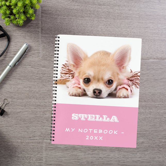 Cuaderno Mascota de perro foto chica blanco rosado (Subido por el creador)