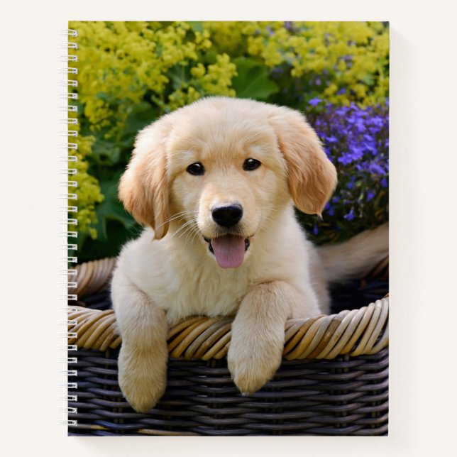 Cuaderno Mascota divertida del perro bebé Golden Retriever (Anverso)
