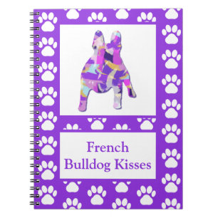 Cuaderno Mascota francés de Bulldog Cute  Silhouette Purple