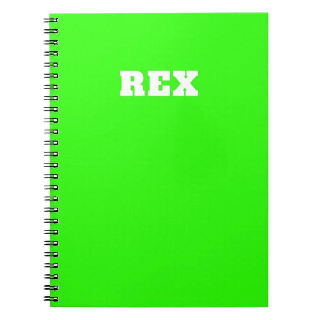 Cuaderno Mascota Neon Green y White Moderne Name (Frente)