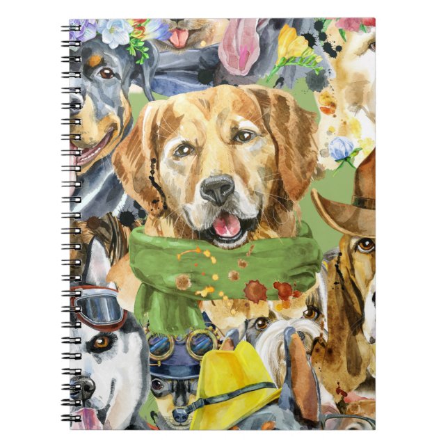 Cuaderno Mascotas de patrones Perros animales amantes (Frente)