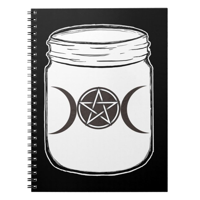 Cuaderno Mason Jar, la diosa triple mística de las lunas (Frente)