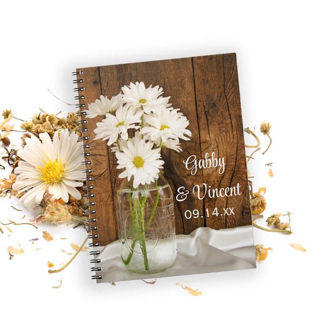 Cuaderno Mason Jar White Daisies Country Barn Boda (Subido por el creador)