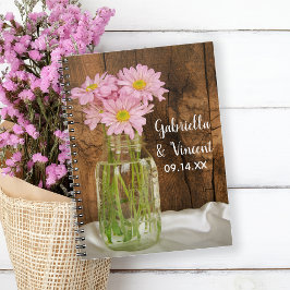 Cuaderno Mason Jar y Pink Daisies Barn Boda Libro de invita