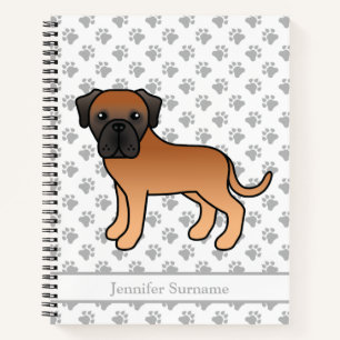 Cuaderno Mastín inglés albaricoque Dibujo animado de perro 