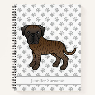 Cuaderno Mastín inglés atigrado perro de dibujos animados l