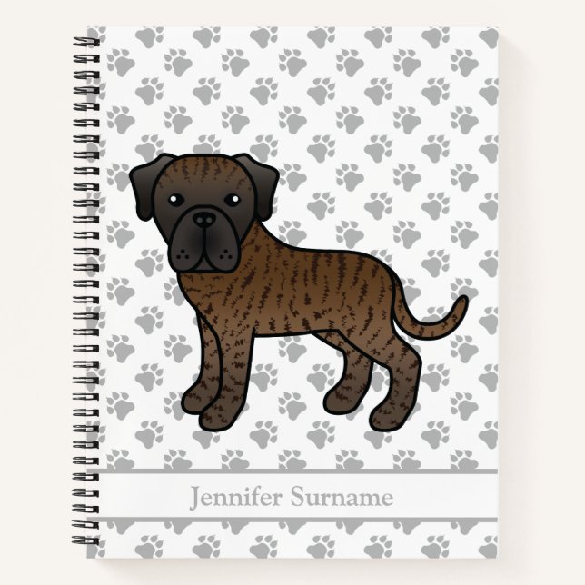 Cuaderno Mastín inglés atigrado perro de dibujos animados l (Anverso)