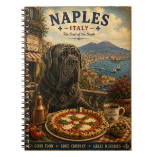 Cuaderno Mastín napolitano en arte de viaje vintage de Nápo