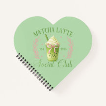 Cuaderno Matcha Latte Social Club Heart Spiral
