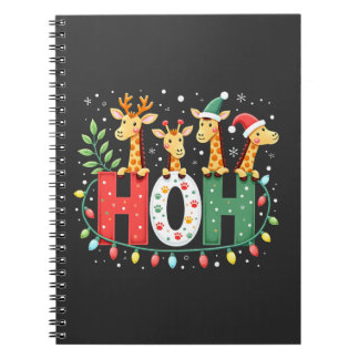 Cuaderno Matching Christmas Santa Hat Ho Ho Ho Giraffe Anim