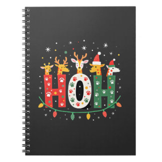 Cuaderno Matching Christmas Santa Hat Ho Ho Ho Giraffe Anim