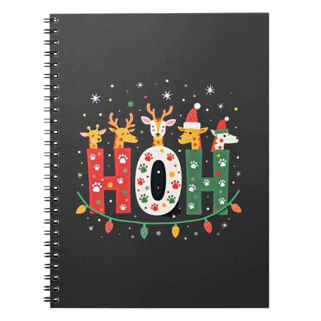 Cuaderno Matching Christmas Santa Hat Ho Ho Ho Giraffe Anim (Frente)