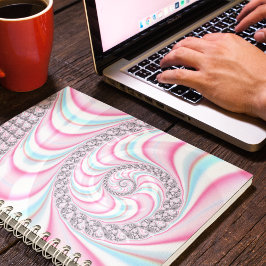 Cuaderno Matemática fractal de caña azul rosa pastoral