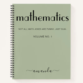 Cuaderno Matemáticas personalizadas de Sage Green Black