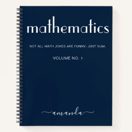 Cuaderno Matemáticas personalizadas del blanco azul moderno