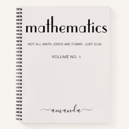 Cuaderno Matemáticas personalizadas femeninas de color beig