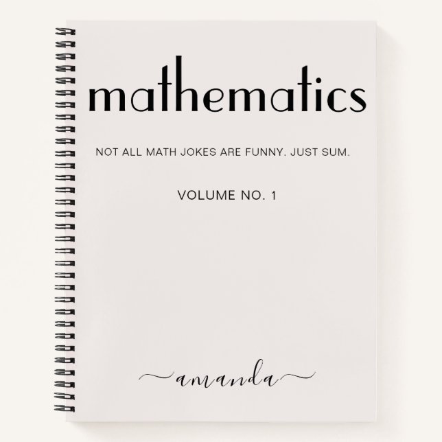 Cuaderno Matemáticas personalizadas femeninas de color beig (Anverso)