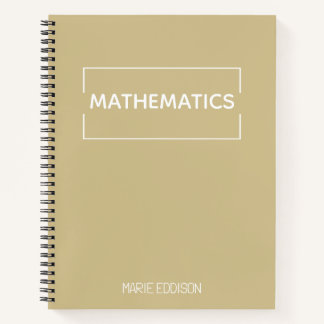 Cuaderno Matemáticas personalizadas Simple Cute Beige
