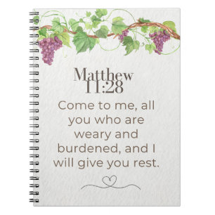 Cuaderno Mateo 11:28 Ven a mí Escritura Vid