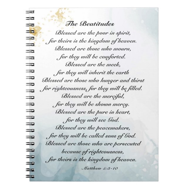 Cuaderno Mateo 5:3-10 Bestias Sermón en el Monte (Frente)