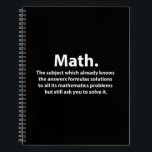 Cuaderno Math Typography Funny Math<br><div class="desc">Magnífico portátil de matemáticas divertidas diseñado por Nisha Prabhu. Consigue tus 'matemáticas' junto con este bloc de notas gracioso de la tipografía matemática! Ya sea que estés resolviendo ecuaciones o anotando ideas, este cuaderno le agrega un toque de humor a tu rutina diaria. Con su ingenioso diseño, seguro que destacarás...</div>