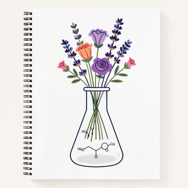 Cuaderno Matraz de Química Botánica con Lavanda y Rosa A (Anverso)