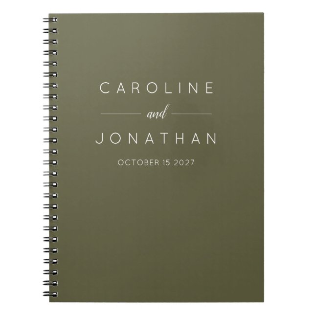 Cuaderno Matrimonio Minimalista moderno Moss Green Custom (Frente)