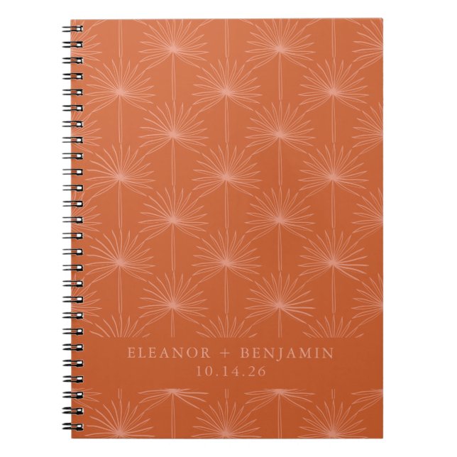 Cuaderno Matrimonio personalizado Naranja Quemado Botánico  (Frente)