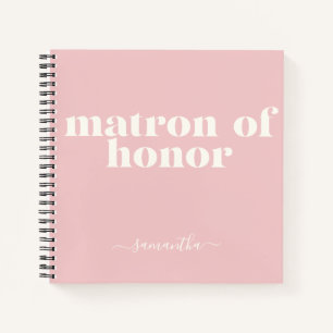 Cuaderno Matrón de honor simple nombre moderno Rubor rosa