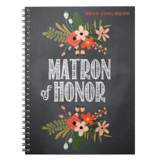 Cuaderno Matrona-de-Honor floral de la pizarra
