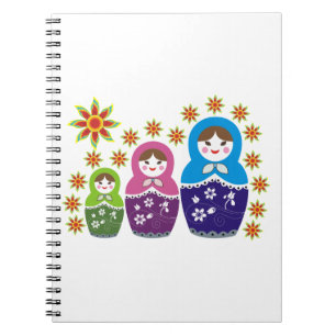 Cuaderno Matryoshka personalizado de muñecas y girasoles ru