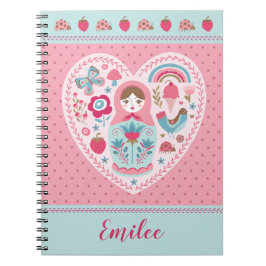 Cuaderno Matryoshka ruso rosa lindo