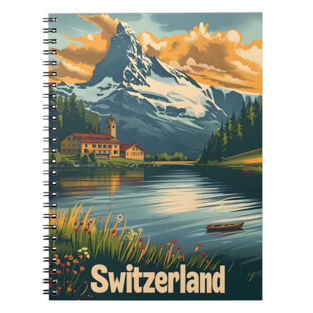 Cuaderno Matterhorn majestuoso: Bliss a orillas del lago en (Frente)
