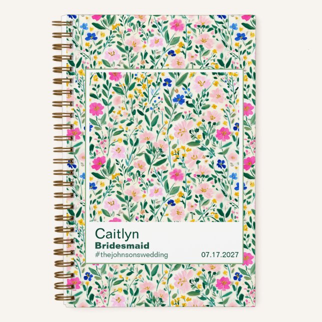 Cuaderno Maximalist Bridesmaid Wildflower Floral Pattern (Anverso)