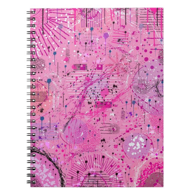 Cuaderno Maximalista abstracto rosa: Sundae de frambuesa (Frente)
