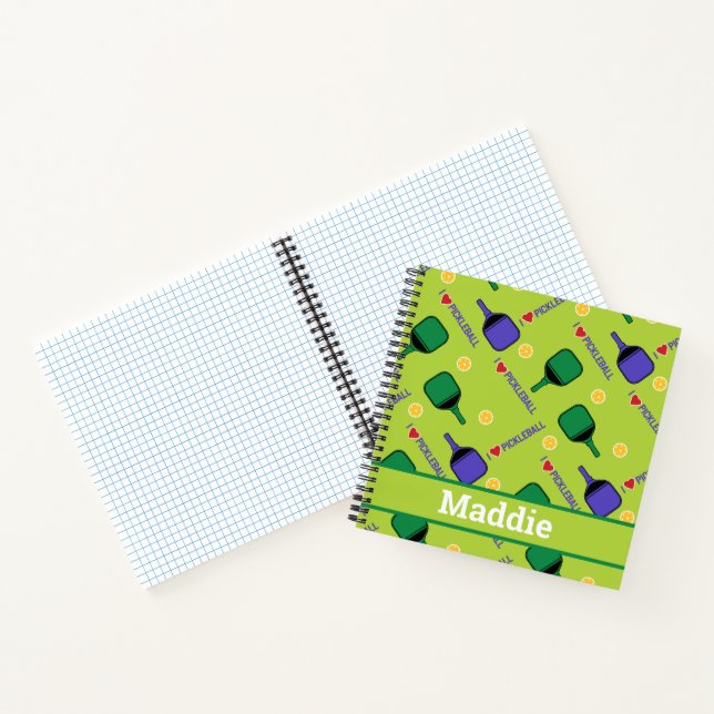 Cuaderno Me encanta el bloc de notas verde Pickleball (Interior)