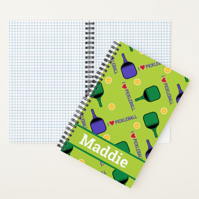 Cuaderno Me encanta el bloc de notas verde Pickleball (Interior)