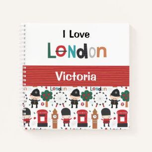 Cuaderno Me encanta el esbozo del nombre del tema de Londre