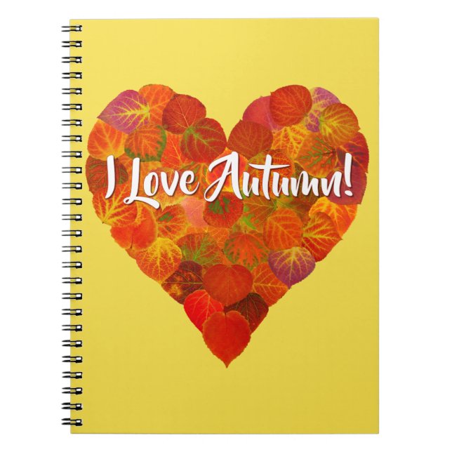 Cuaderno ¡Me Encanta El Otoño!—Corazón de hojas de capucha  (Frente)